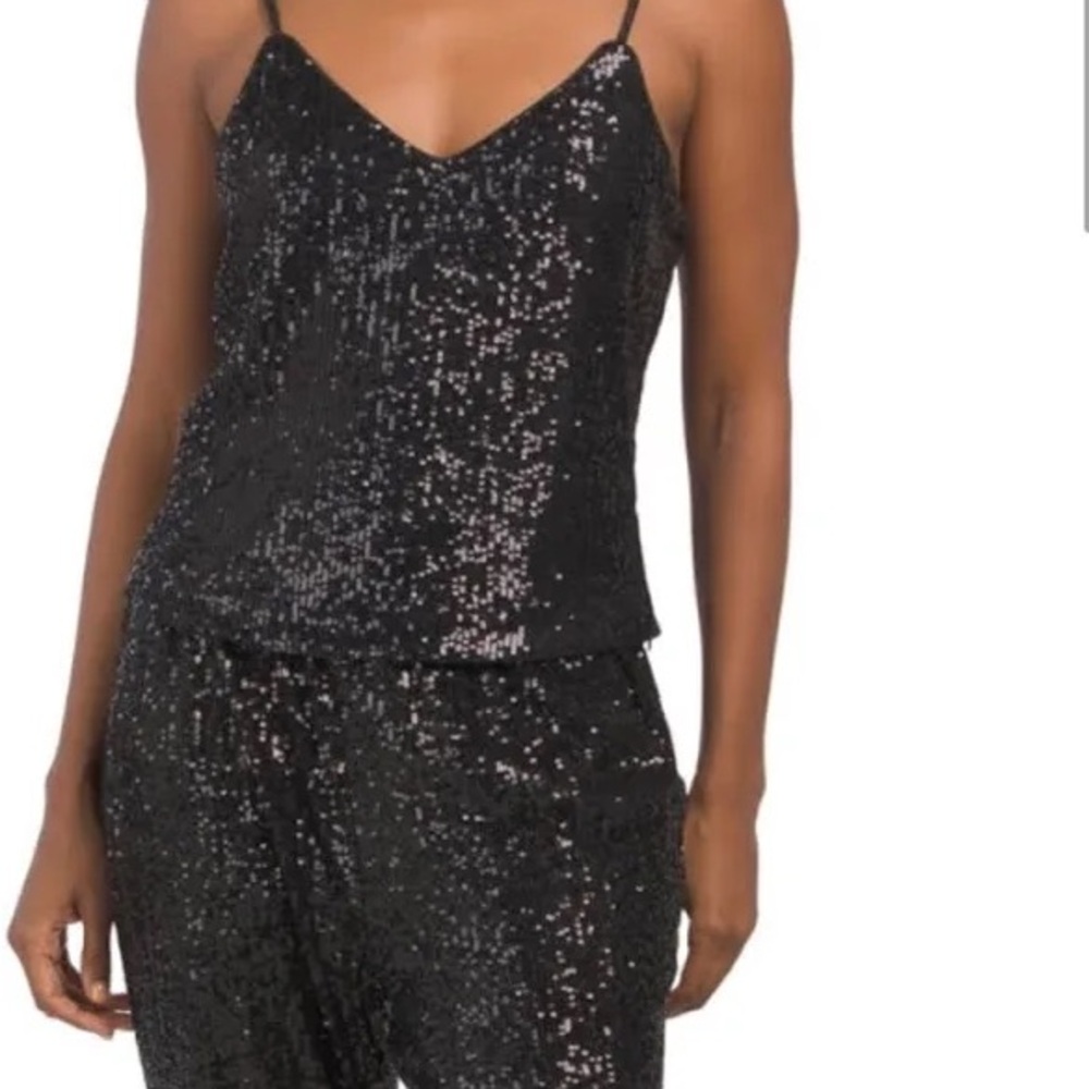 Steve Madden Hide and Sequin Black Tank Top Size Small